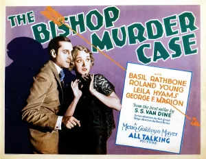 July Prints: THE BISHOP MURDER CASE, US poster, from left: Basil Rathbone, Leila Hyams, 1930