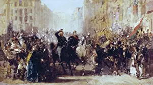 Risorgimento Prints: BISI, Michele (1788-1874). Entrance of vittorio Emmanuele II and Napoleon III into Milan on 8th June 1859