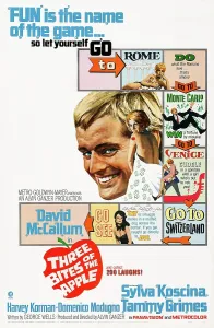 Koscina Prints: THREE BITES OF THE APPLE, US poster art, from left: David McCallum, Sylva Koscina, 1967