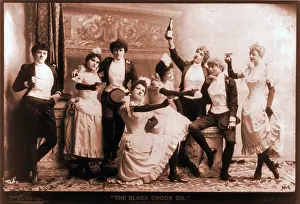Cross Dressing Prints: The Black Crook Company, portraying four couples in evening dress drinking champagne