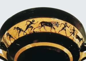 Black-figured cup. ca. 530 BC. Detail. Classical Greek art. Ceramics. FRANCE. Paris. Louvre Museum. Proc: GREECE. Athens. AISA/Everett Collection**US SALES ONLY**