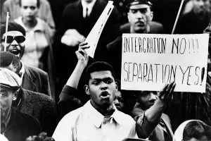 Naacp Prints: Black Muslim counter-demonstration at NAACP rally in Harlem showing African Americans protesting