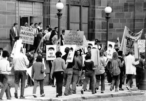 Black Panthers Prints: Black Panther Party supporters picketing outside Central Police Station