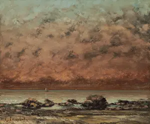 Atmospheric Prints: The Black Rocks at Trouville, by Gustave Courbet, 1865-66, painting, oil on canvas