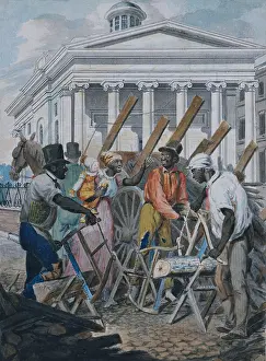 Labor Prints: Black sawyers working in front of the Bank of Pennsylvania