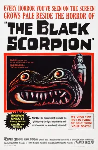 Fangs Prints: THE BLACK SCORPION, right: Mara Corday on poster art, 1957