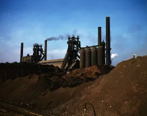 Industrialists Prints: Blast furnaces and iron ore at the Carnegie-Illinois Steel Corporation mills