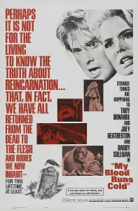 Joey Prints: MY BLOOD RUNS COLD, US lobbycard, from left: Troy Donahue, Joey Heatherton, 1965