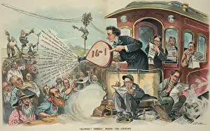 Reporters Prints: BLOWING HIMSELF AROUND THE COUNTRY, PUCK Magazine cartoon of Sept. 16, 1896