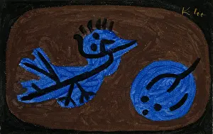 Swiss Prints: BLUE-BIRD-PUMPKIN, by Paul Klee, 1939, Swiss drawing, gouache on paper
