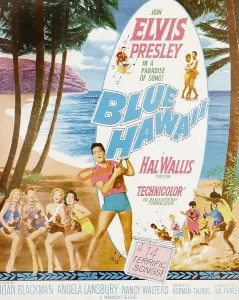 Shorts Prints: BLUE HAWAII, bottom center: Elvis Presley on poster art, 1961