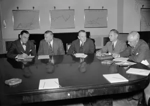Monetary Policy Prints: Board of Governors of the Federal Reserve System meeting to discuss the slump in the stock market during the double dip