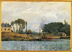 Yvelines Prints: Boats at the Lock at Bougival, by Alfred Sisley