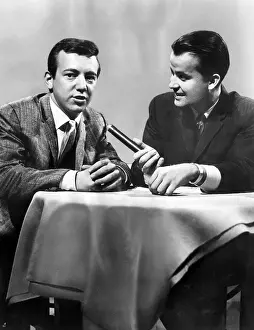 Microphone Prints: Bobby Darin being interviewd by Dick Clark for American Bandstand
