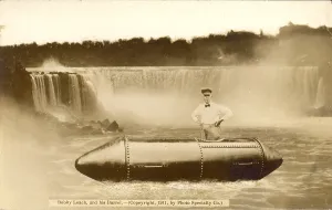 Niagara Falls Prints: Bobby Leach, and his barrel