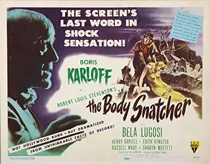Boris Prints: THE BODY SNATCHER, left and top right: Boris Karloff on title lobbycard, 1945