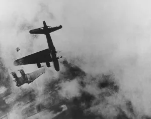 Air Force Prints: Boeing B-17G whose left wing fell off over Stendal, Germany, April 8, 1945