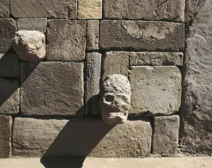 Bolivia Prints: BOLIVIA. LA PAZ. Tiahuanaco. Half subterranean shrine with heads fitted on the walls