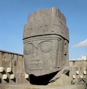 Bolivia Prints: BOLIVIA. Tiahuanaco. Sculpted head
