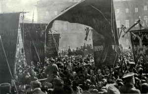Protests Prints: Bolshevik banners and speakers in St