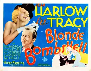 Harlow Prints: BOMBSHELL, (aka BLONDE BOMBSHELL), US lobbycard, from left: Jean Harlow, Lee Tracy, 1933