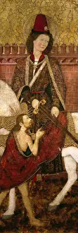BONNAT, Master of (15th century). Saint Martin. 1475 - 1500. Saint Martin dividing his cloack. Gothic. Aragonese school. 15th c. Painting. Gothic art. Tempera on wood. FRANCE