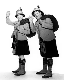 Pith Helmet Prints: BONNIE SCOTLAND, from left, Stan Laurel, Oliver Hardy, 1935