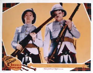 Images Dated 8th March 2016: BONNIE SCOTLAND, US lobbycard, from left: Stan Laurel, Oliver Hardy, 1935
