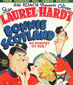 Hardy Prints: BONNIE SCOTLAND, Oliver Hardy, June Lang, Stan Laurel on window card, 1935