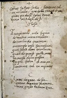 BOSCAN Y ALMOGAVER, Juan (1495-1542). Spanish Renaissance poet. Hand-written page of one of his octosyllabic poems: "Coplas hechas sobre..." (Stanzas based on...). - J