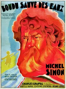 BOUDU SAVED FROM DROWNING, (aka BOUDU SAUVE DES EAUX), Michel Simon on French poster art, 1932