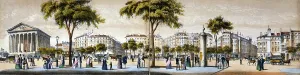Winslow Prints: Boulevard de la Madeleine in Paris, France. color lithograph by Paul Lancel, 1852