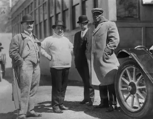 Heavyweights Prints: Boxer Jack Johnson (far right) and his manager