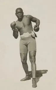 Bare Chested Prints: Boxer Jack Johnson, won the World Heavyweight Championship from Tommy Burns on Dec