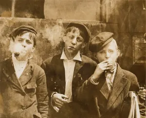 Tough Guy Prints: boys smoking, original caption: A
