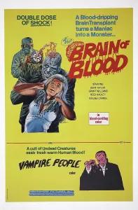 Double Feature Prints: BRAIN OF BLOOD with VAMPIRE PEOPLE, US poster, 1971