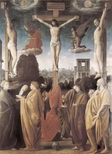 BRAMANTINO, Bartolomeo Guardi, also called (1450-1536). Crucifixion. ca. 1515. Renaissance art. Oil on canvas. ITALY. Milan. Pinacotheca of Brera