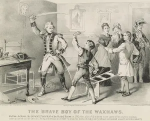Brother Prints: The Brave Boy of the Waxhaws, depicts a British soldier bringing his sword down on a 13 year old prisoner of war