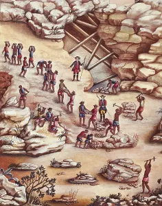 Slave Prints: Brazil (18th c.). Slaves in a diamond mine