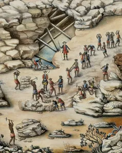 Economies Prints: Brazil (18th c.). Slaves in a diamond mine. AISA/Everett Collection**US SALES ONLY**