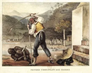 Litography Prints: Brazil (s. XIX). Feitor punishing a black slave
