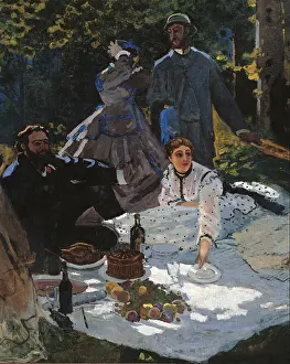 Five People Prints: The Breakfast in the Greenery, by Claude Monet
