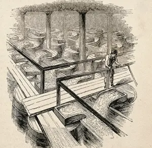 Industrialization Prints: Brewing. Published in 'The Arts and Industry of all Nations' around 1860 by Charles Knight