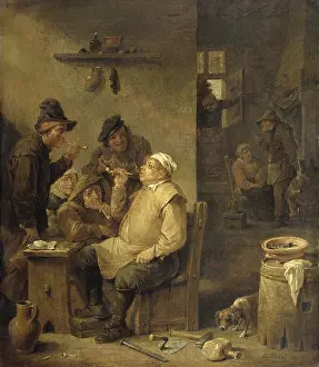 Masons Prints: Bricklayer Smoking a Pipe, by David Teniers (II), 1630-60, Flemish painting, oil on panel