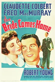 THE BRIDE COMES HOME, l-r: Claudette Colbert, Fred MacMurray on U.S. poster art, 1935