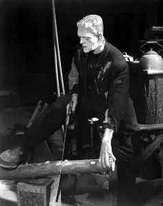 Relaxing Prints: BRIDE OF FRANKENSTEIN, Boris Karloff, on set, 1935