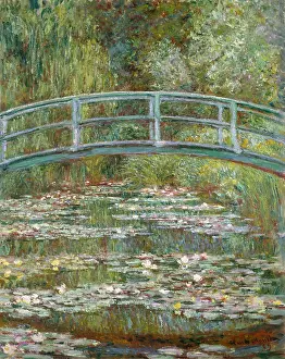 Garden Prints: Bridge over a Pond of Water Lilies