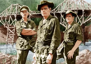 Alec Prints: THE BRIDGE ON THE RIVER KWAI, from left: Alec Guinness, William Holden, Jack Hawkins, 1957