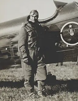 Air Force Prints: Brig. Gen. Billy Mitchell, standing by his Army airplane