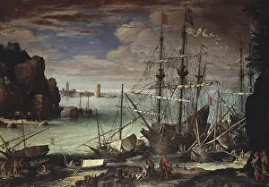 Seaside Prints: BRILL, Paul (1554-1626). View of a Port